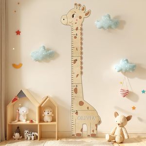 Tableau de croissance mural en <span class=keywords><strong>bois</strong></span> pour enfants, mesure de la taille, thème Château Licorne, pour <span class=keywords><strong>chambre</strong></span> d'enfant - Product Image 2