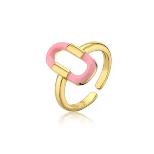 Personality drip copper jewelry Europe and the United States hot selling paper clip shape open ring