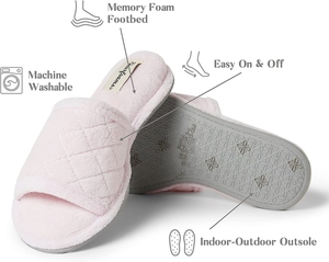 Da <span class=keywords><strong>donna</strong></span> in velluto corallo a punta aperta per la casa interna per <span class=keywords><strong>pantofole</strong></span> Soft Memory Foam ammortizzante antiscivolo per la primavera invernale autunno camera da letto in - Product Image 3