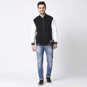 <b>Men's</b> Stand Collar Varsity <b>Jacket</b> New Arrival Winter <b>Warm</b> Coat with Regular Length Zipper and Logo-Coated Style - Product Image 1