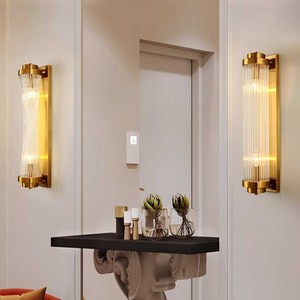 <span class=keywords><strong>Applique</strong></span> murale cylindrique de luxe dorée noire lampe de couloir moderne <span class=keywords><strong>applique</strong></span> murale en cristal pour salon d'hôtel - Product Image 2