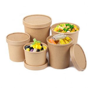 KM Large Capacity Disposable White Paper Bowl With Lid Eco Takeaway Food Package Paper Cup Paper Lunch Box