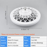E004 Prix de gros E27 Led Fan Light Modern LED ventilateur de plafond avec lumière et télécommande Dimmable Fan Lamp Tuya Google Alexa