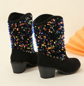 Bottes d'hiver scintillantes pour filles, enfants, bottes à la cheville brillantes, bottes de cow-boy pour filles - Product Image 4