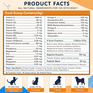 Multivitamínico en Polvo 15 en 1 para <span class=keywords><strong>Perros</strong></span> con Omega 3, Glucosamina y Probióticos para <span class=keywords><strong>Perros</strong></span> y Gatos de Todas las Edades, Refuerzo del Sistema Inmunológico, OEM - Product Image 6