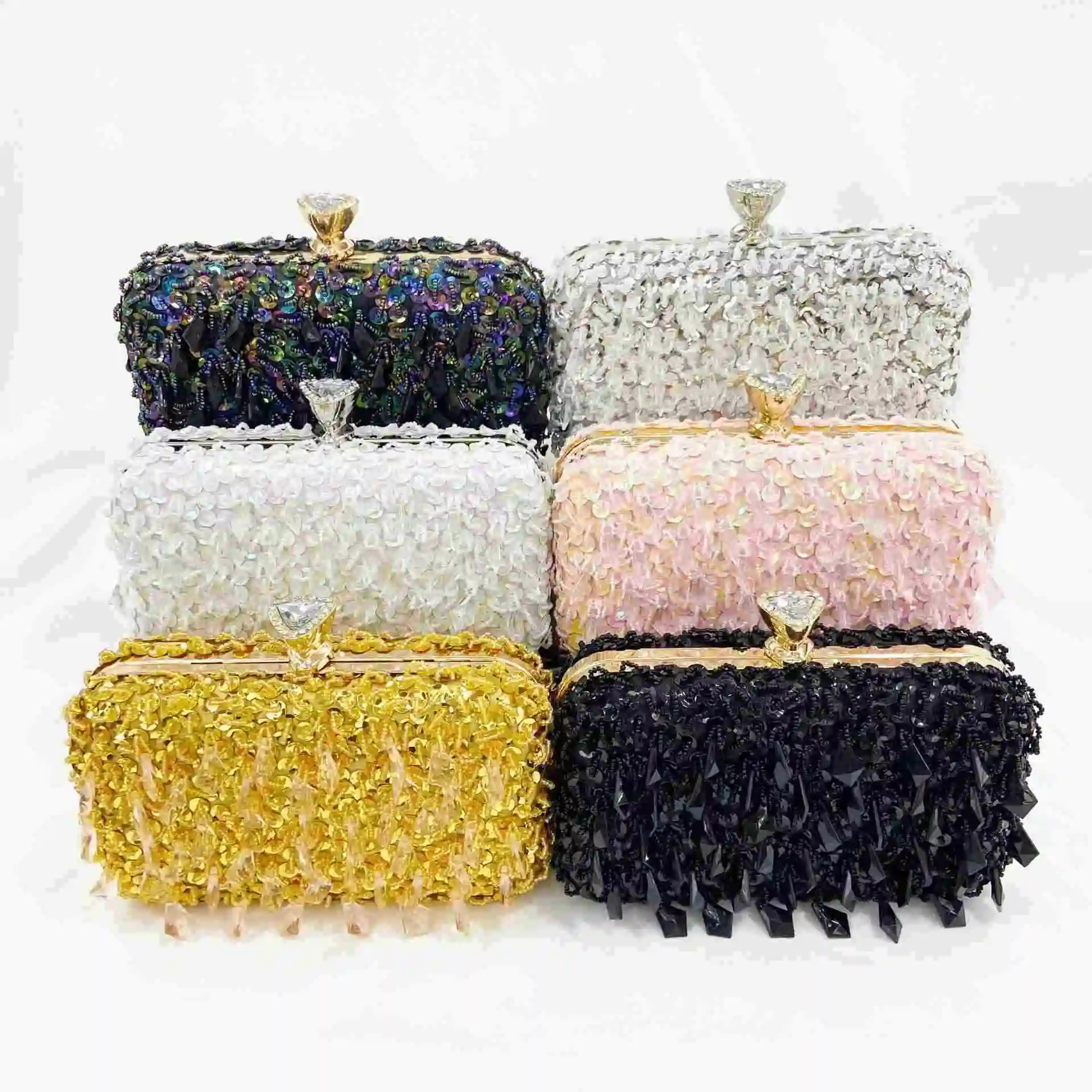 1 2024 Luxe Kralen Avondtas Kralen Pailletten Glitter Party Clutch Tas Met Handvat