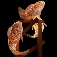 Lampe de décoration intérieure style japonais projet de poisson en bois hall d'hôtel escalier lustre personnalisé lampe