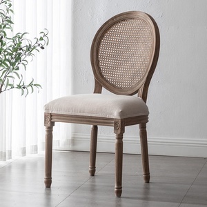 ヨーロッパの利点屋内無垢材丸杖籐バックダイニングチェア - Product Image 2