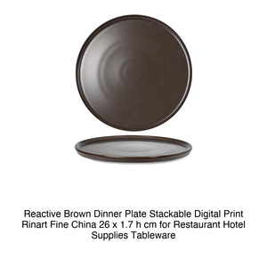 Plato de Cena Apilable de Porcelana Fina Rinart con Impresión Digital Reactiva Marrón, 26 x 1.7 h cm, para Suministros de Restaurantes y Hoteles, Vajilla - Product Image 2