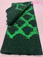 Tissu en dentelle de coton à la mode, couleur verte avec paillettes, style élégant pour robes de femmes nigérianes
