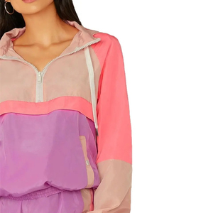 Ensemble 2 pièces short et haut à capuche pour femme, style sportif, coupe ample, en polyester, idéal printemps-été, avec blocs de couleur - Product Image 5