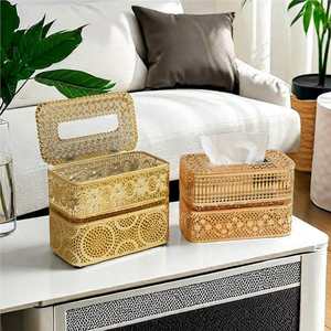 Boîte à mouchoirs en fer doré 21,5 cm, style nordique, pour la maison, la voiture, le bureau - Product Image 5