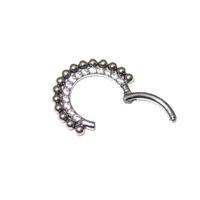 Perhiasan Tubuh Anak Lapis Emas Titanium ASTM F136, Anting Hidung Zirkon Bentuk Lingkaran Poles Tinggi, Anting Daith 16 Gift