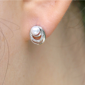 Eleganti orecchini a bottone in stile perla per donna, design scintillante intarsiato, gioielli di moda versatili - Product Image 4