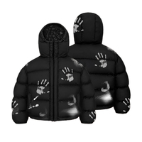 Blouson matelassé à capuche personnalisé thermochromique à effet d'empreinte digitale, qui change de couleur selon la température, coupe courte, style streetwear hiver unisexe