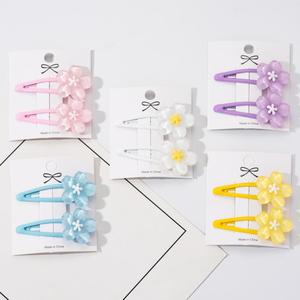 2 PCS/SET Jepit Rambut Anak Bentuk Bunga Kristal Lucu, Jepit Rambut Samping BB Warna-warni Manis Motif Bunga Sakura untuk Anak Perempuan - Product Image 5