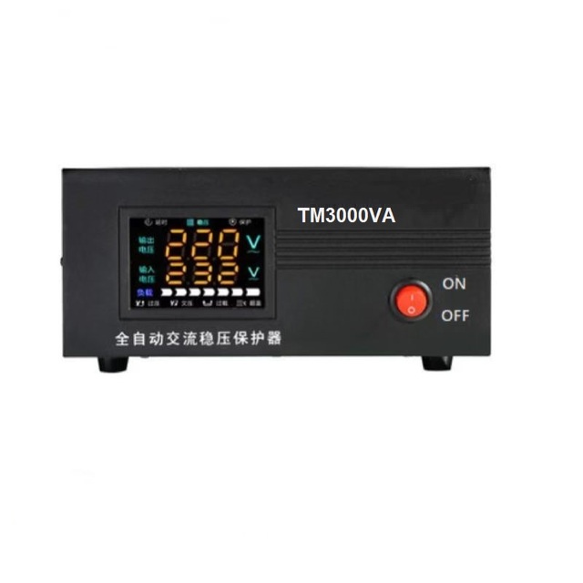 TM3000VA Black Intelligent Home Digital Voltage Stabilizer 3 Kva 220V Automatic Voltage Stabilizer
