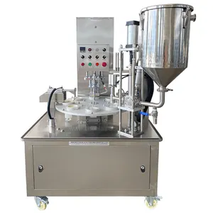 Rotary Type Disposable Ice Cream Paper Gelato Cups Filling And Sealing Pressing Lid Machine