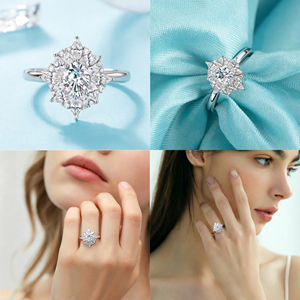ซันสตาร์ จิวเวลรี่ โฮลเซลเลอร์  สินค้ามาใหม่  แหวนเงินแท้ S925  ทรงคลาสสิค  รูปไข่  ชุบโรเดียม  ประดับเพชรคิวบิกเซอร์โคเนีย 5A สำหรับเจ้าสาว - Product Image 6