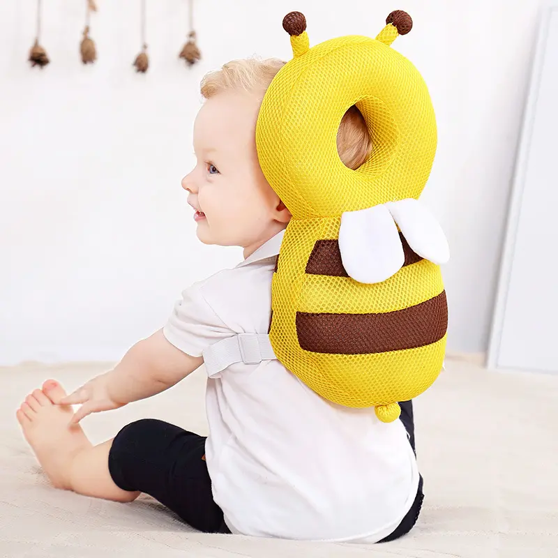 UTOYS Protection de jeu pour enfants Oreiller de tête de bébé anti-chute Protection de sécurité des animaux Sac à dos abeille en peluche Everystep