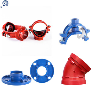 Raccords de tuyauterie en fonte ductile de haute qualité, peints en bleu, pour tuyauterie, réducteur rainuré, bride, raccord en T, protection incendie - Product Image 3