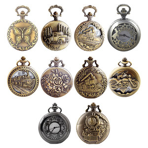 세련된 빈티지 석영 포켓 시계 Steampunk 남여 공용 펜던트 플립 중공 블랙 브론즈 실버 골드 시계 시계 다양한 스타일 - Product Image 3