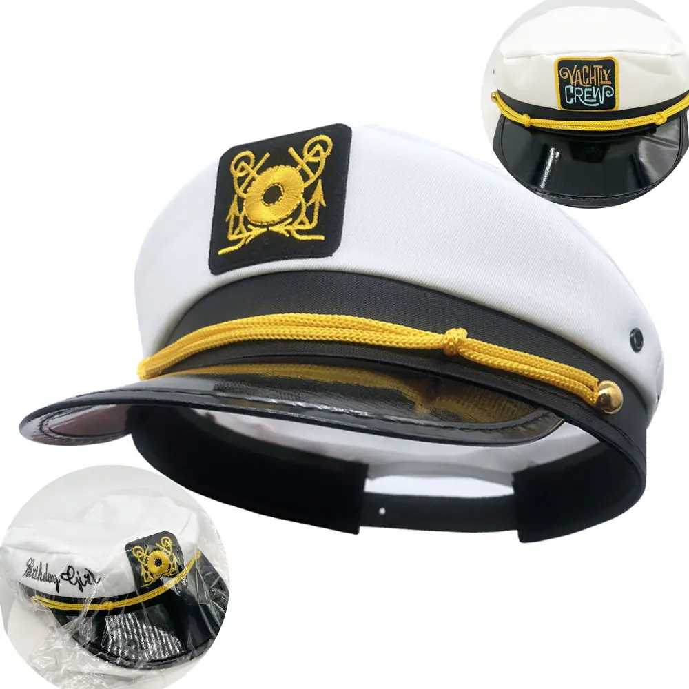 Cappelli capitani all'ingrosso ricamo personalizzato logo stampato logo cappelli bianchi neri berretti per la promozione cappelli da capitano marinaio