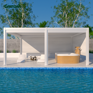 Pérgola bioclimática motorizada de aluminio con persianas Gazebo <span class=keywords><strong>cerrado</strong></span> de aluminio para exteriores con LED o pantalla lateral - Product Image 6