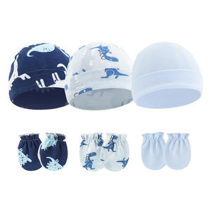 Eropa Amerika topi bayi baru lahir & sarung tangan antigores Set 2-Piece tanelle topi Beanie untuk 0-6 tahun bayi untuk musim panas - Product Image 3