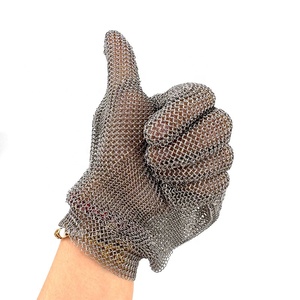 Năm Ngón Tay Nhà Bếp Butcher Cắt Găng Tay Thép Không Gỉ Dây Lưới Với Kim Loại Móc Dây Đeo Cho Oyster Shucking Cá Filleting - Product Image 1