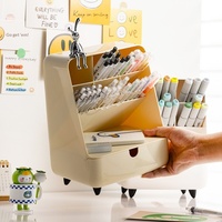 Organisateur de bureau grande capacité avec tiroir et fentes obliques pour stylos et petits articles de papeterie