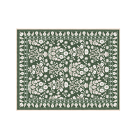 Tapis de salon moderne marocain 5x7 vert à motifs floraux imperméable et facile d'entretien pour chambre à coucher salle à manger