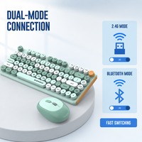 Kombo Keyboard dan Mouse Nirkabel Isi Ulang 2.4G untuk Mode Ganda, Keyboard ABS Profil Rendah 82-Tombol, Kenop Kontrol, Logo Kustom OEM