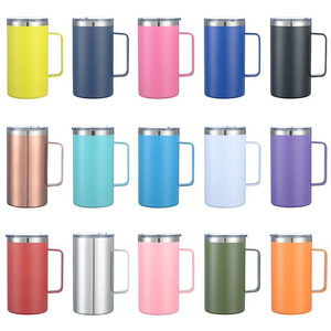 16oz Reusabl Customized 12oz 14oz Insulated Metal Steel Office Cups Drinking <b>Coffee</b> Travel Mug Tumbler Bulk with Handle Lid - Product Image 4