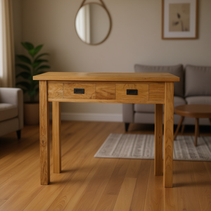 Mesa Consola de Madera de Teca Sólida Natural, 35.4 x 11.8 x 31.5 Pulgadas, Diseño Rústico Moderno, Muebles para Sala de Estar - Product Image 2