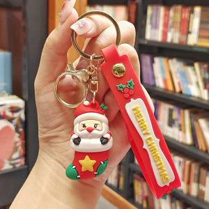 Navidad dibujos animados llavero Santa Claus muñeco de nieve árbol PVC goma colgante llavero regalo de Navidad - Product Image 3