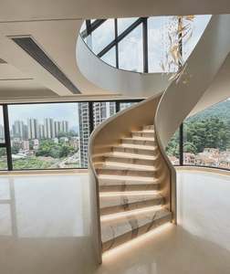 Escalier en marbre courbé de luxe <span class=keywords><strong>Helico</strong></span> avec éclairage LED à capteur de Foshan - Product Image 2