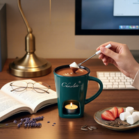 Mug à fondue au chocolat style rétro, en céramique de porcelaine double paroi, résistant à la chaleur, compatible lave-vaisselle et micro-ondes, avec poignée, pour Noël et la maison