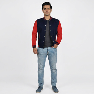 Chaqueta de béisbol universitaria personalizada OEM de algodón transpirable para invierno con mangas de cuero y parches de chenilla para hombre - Product Image 1