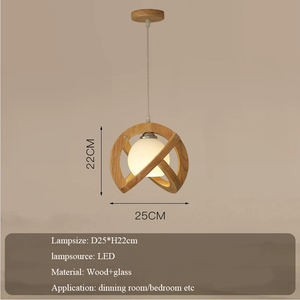 โคมไฟระย้ารูปโลกสไตล์ญี่ปุ่นจากไม้วาบีทำจากไม้แบบนอร์ดิกที่เรียบง่ายโคมไฟข้างเตียงสำหรับห้องรับประทานอาหารห้องนอน - Product Image 6