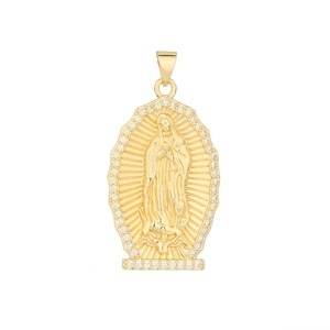 Collana con Ciondolo Vergine <span class=keywords><strong>Maria</strong></span> Placcato Oro 14K, Gioielli in Ottone con Zirconi, Charm Religioso Cattolico <span class=keywords><strong>per</strong></span> Donna Uomo, Regalo alla Moda, Vendita all'Ingrosso - Product Image 1