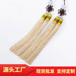 Adornos de estilo corte con nudos de hilo de jade y borlas dobles de poliéster color caqui para ropa y textiles del hogar - Product Image 2