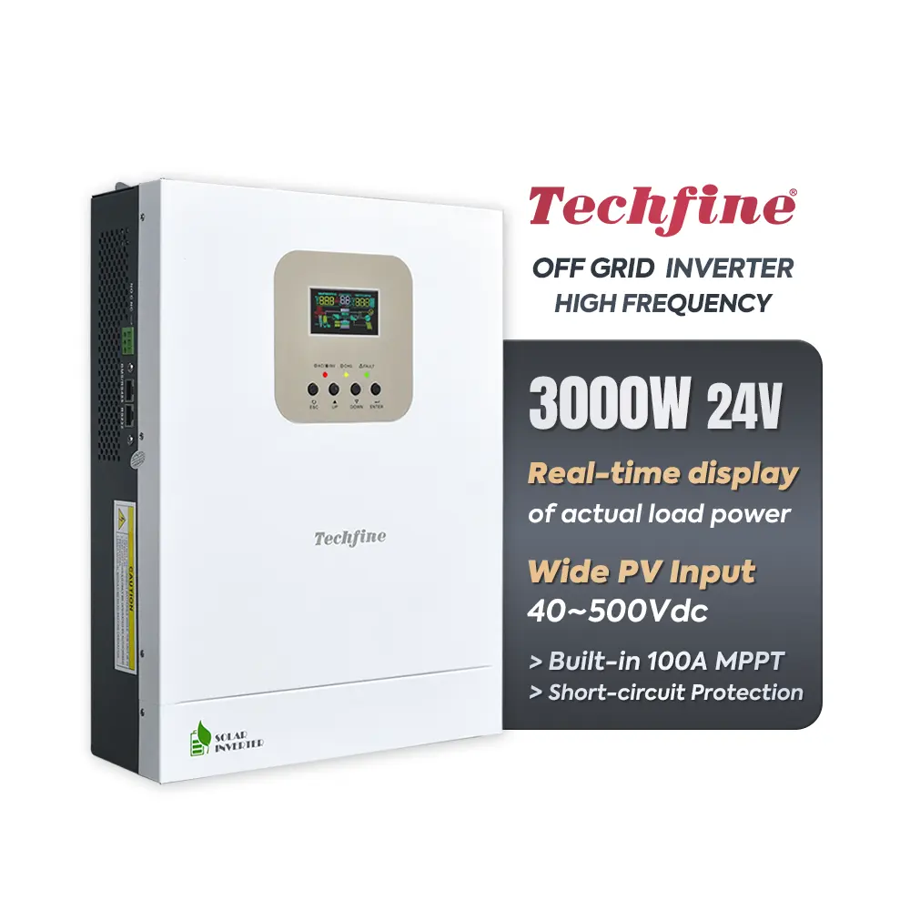 Techfine tinh khiết Sine Wave 3000 Watt rộng PV phạm vi Off Grid 3KW 3000 Wát 24V MPPT năng lượng mặt trời Power Inverter