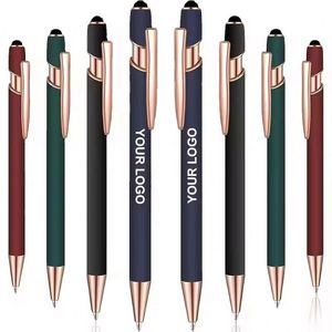 Wholesale <b>Multi</b> <b>Color</b> Golden Clip Press Ball-Point Rubber Tip Stylus <b>Pen</b> Business Promo Gift Custom Ballpoint <b>Pens</b> With Logo - Product Image 5