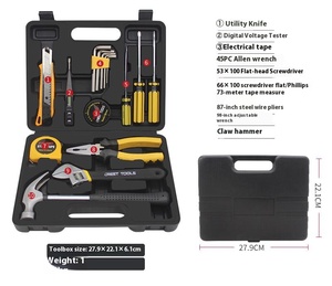 Boîte à outils combinée de 16 pièces pour l'entretien domestique, à commande manuelle, vente en gros OEM, excellent cadeau, assurance immobilière, étui rigide - Product Image 4