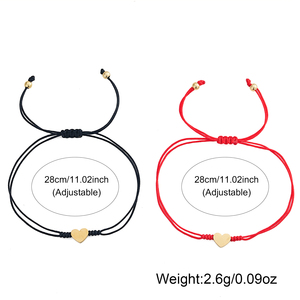 <span class=keywords><strong>Bracelet</strong></span> de couple Go2boho pour la Saint-Valentin, charme en forme de cœur, cordon rouge et noir, bijoux réglables pour les amoureux - Product Image 6