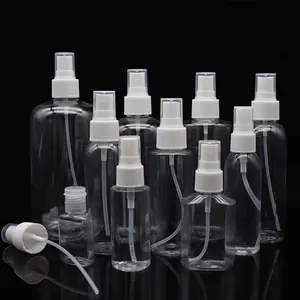 Toptan 1oz 30ml 50ml 60ml 80ml 100ml 120ml 150ml Alchohols sprey şişe boş şeffaf alkol Pet plastik sprey şişeleri