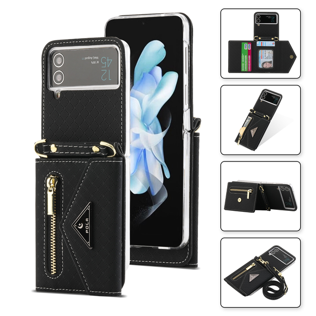 Luxury Card Holder Leather Phone case for samsung galaxy Z Flip 4 Wallet Cover