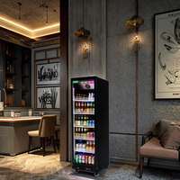 Réfrigérateur commercial vertical pour bières, vitrine réfrigérée avec porte vitrée pour bar