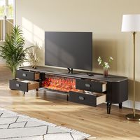 Mueble de TV Moderno de Lujo para Sala de Estar u Hotel, con Chimenea y Llama 3D, de MDF y Metal, para Televisores de hasta 65 Pulgadas
